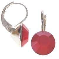 8mm Ohrringe mit Swarovski Kristall in der Farbe Korallle Dunkel Rot